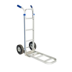 Vista general de la carretilla de aluminio con plataforma plegable 200kg