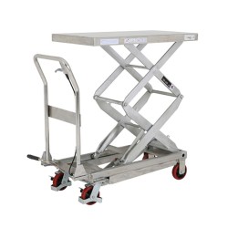 Vista general de la mesa elevadora INOX 304 doble tijera