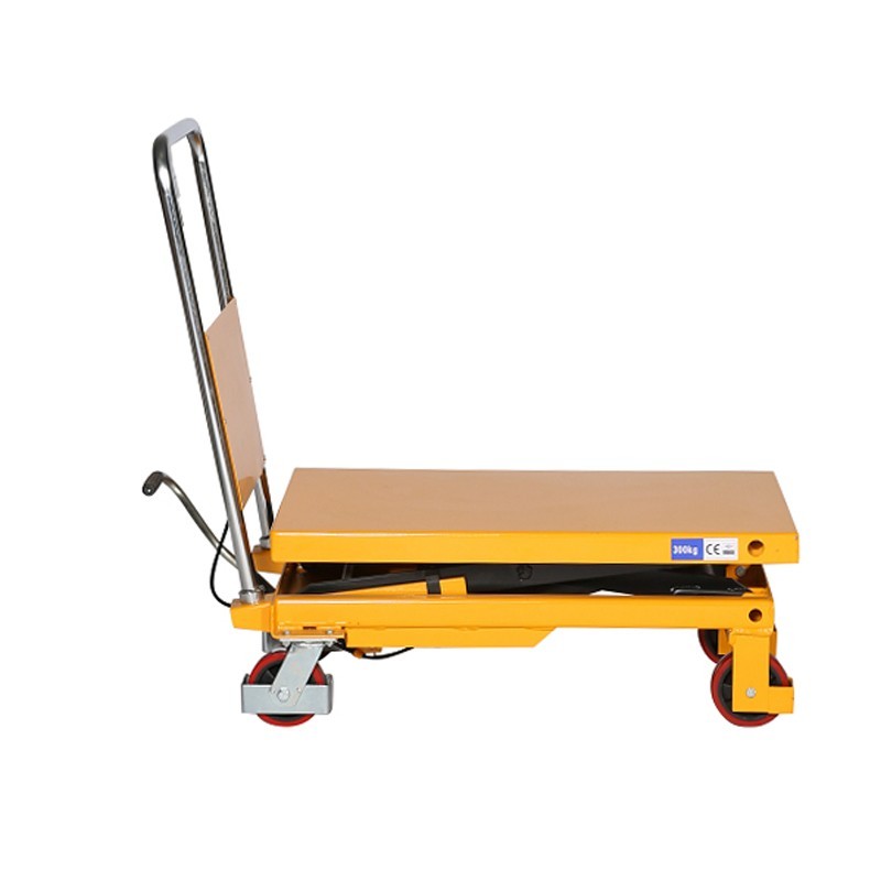 Vista de perfil de la mesa elevadora 500kg plataforma baja