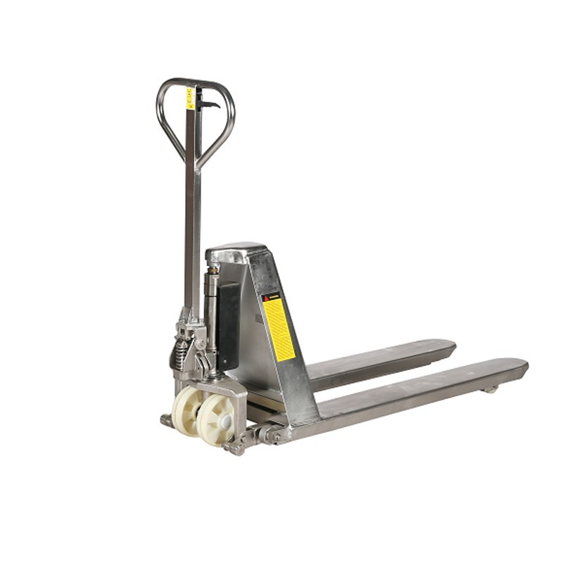 Vista delantera de la transpaleta de gran elevación INOX 304