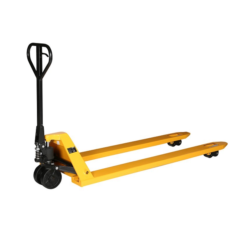 Vista general de la transpaleta manual 2000 kg horquillas ancha y larga