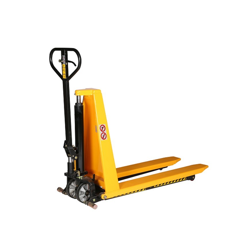 Vista delantera de la transpaleta de gran elevación 1000kg monocilíndrica