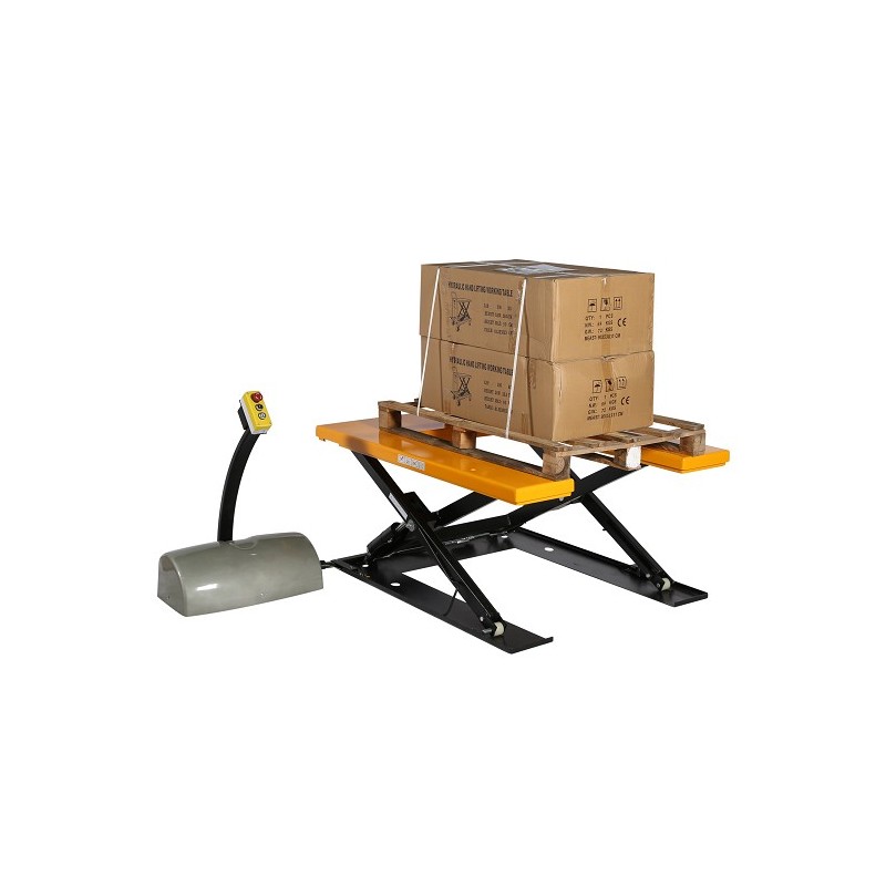 Mesa elevadora en U 1000kg 220V con plataforma medio-alta y cartón
