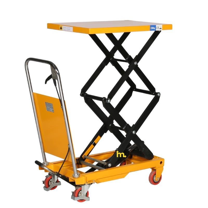 Visión general de la mesa elevadora de tijera doble 150 kg 740x450mm