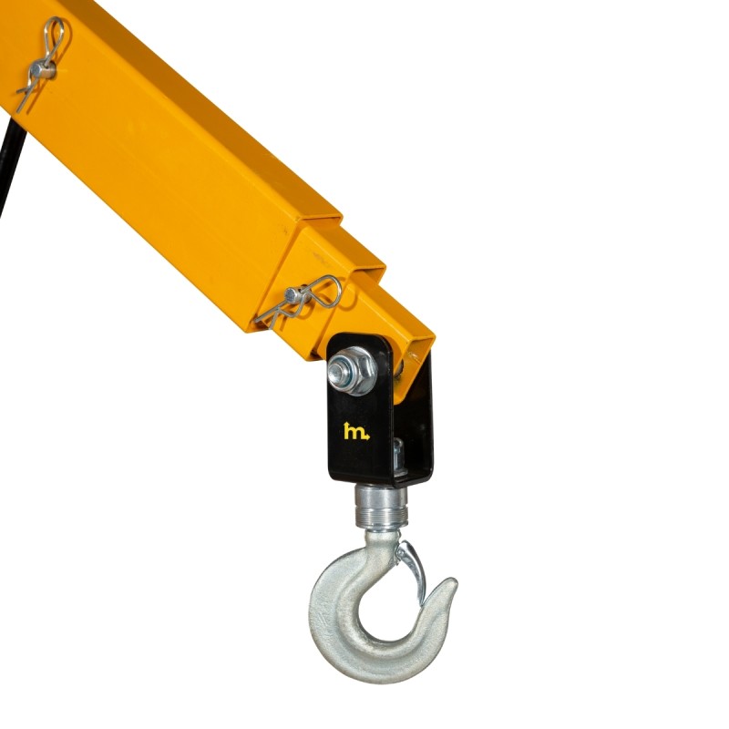 Zoom en el gancho de la grúa taller con contrapeso 750kg