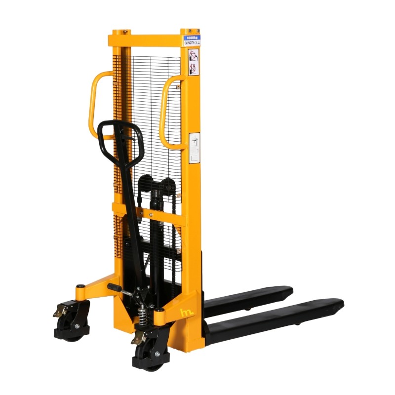 Apilador manual 1200mm 4cm 1500kg - vista delantera de 3/4 - horquillas bajas