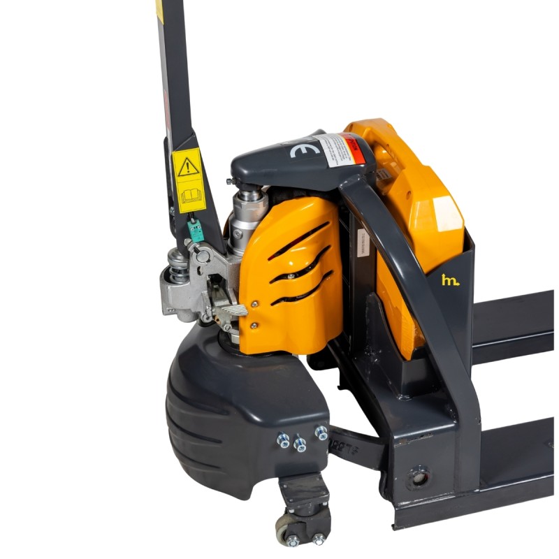 Vista desde arriba de la parte delantera de la transpaleta eléctrica litio 40Ah horquillas 950mm