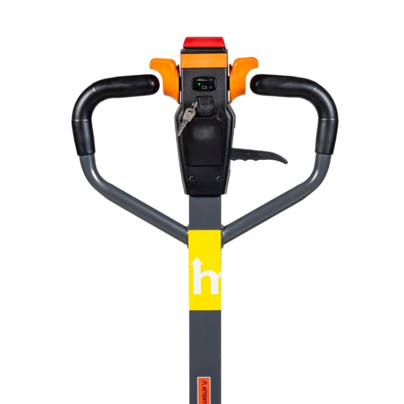 Zoom en el timón de la transpaleta eléctrica litio 30Ah horquillas 1800mm