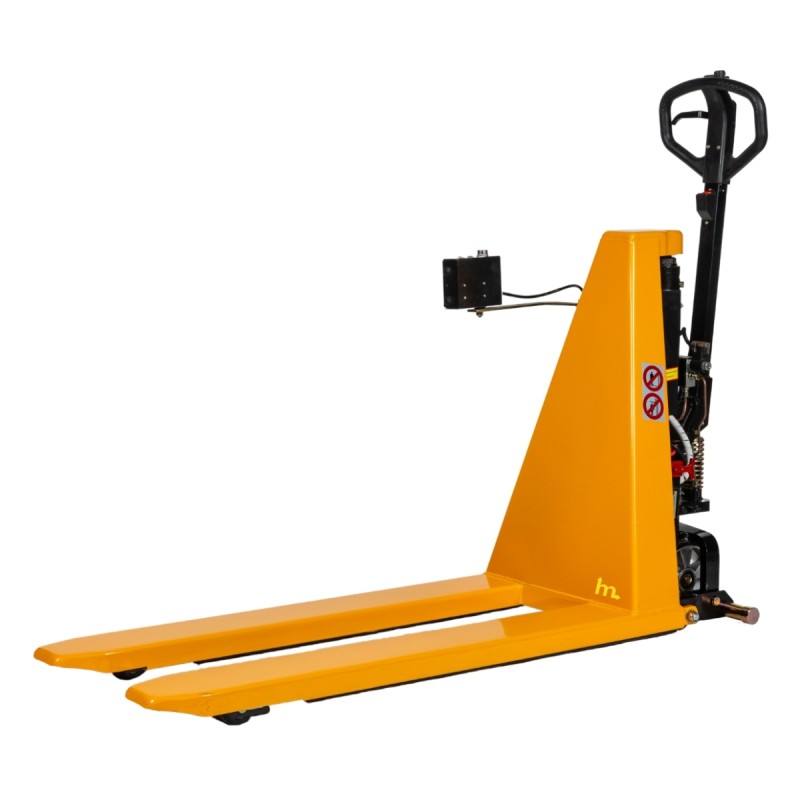 Vista trasera de 3/4 de la transpaleta elevadora con nivel constante 1500kg - posición baja