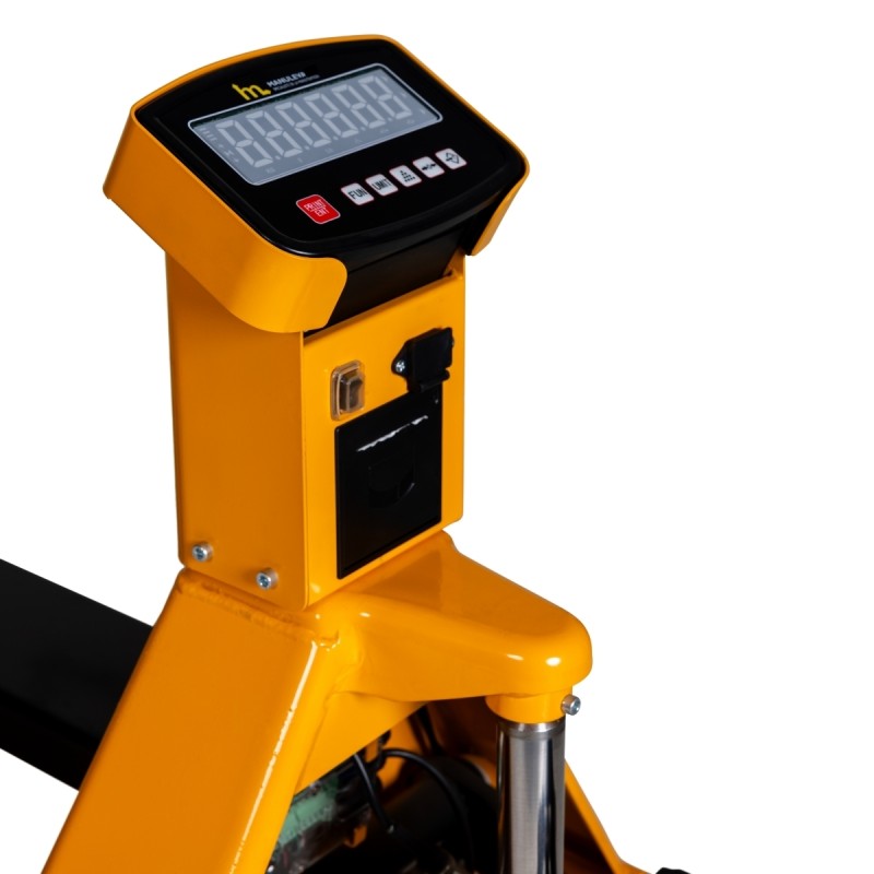 Zoom sobre la impresora de la Transpaleta pesadora 2000kg con impresora