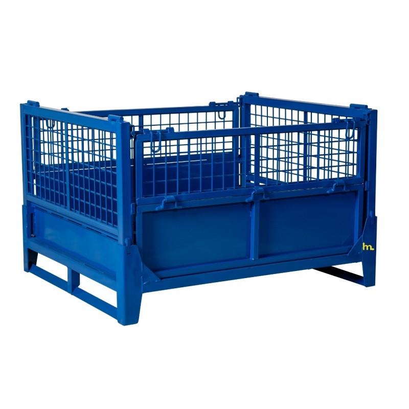 Vista general del Contenedor de malla metálica con travesaños