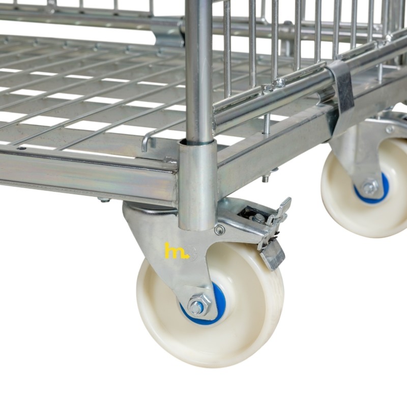 Zoom sobre la rueda de nylon con freno del Roll container 3 laterales 1000 mm