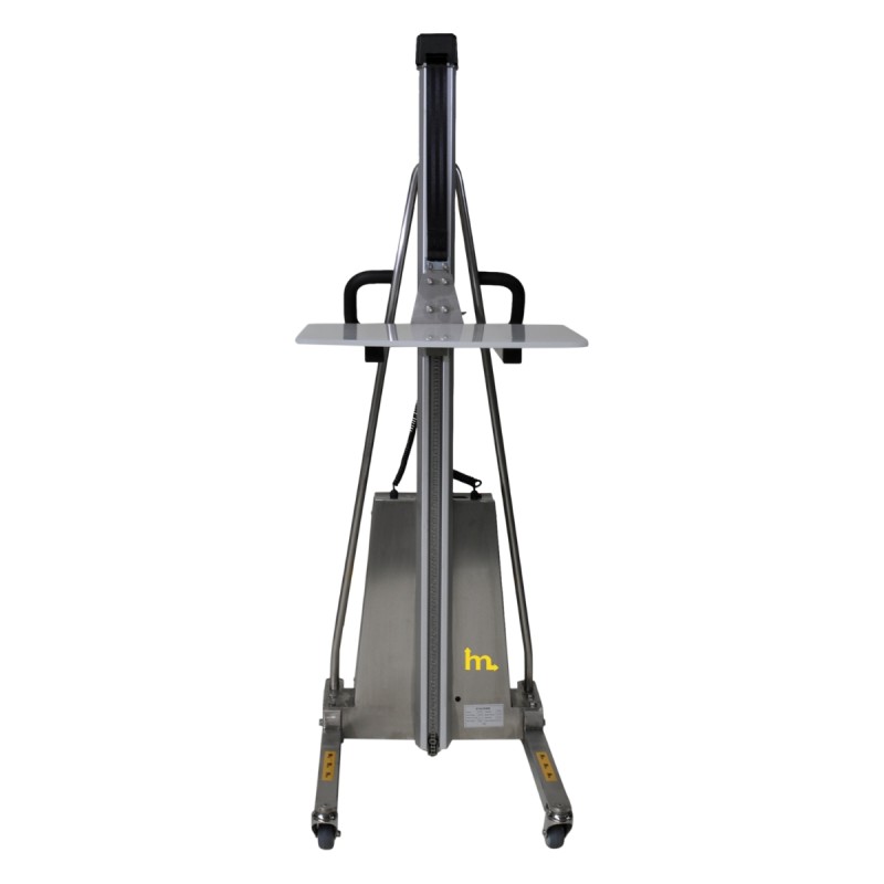 Vista frontal del Apilador Semi Eléctrico INOX 150Kg Posicionador de Trabajo