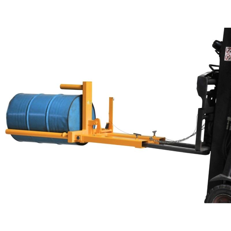 Vista 3/4 del Manipulador di fusti per carrello elevatore 400kg con bidon