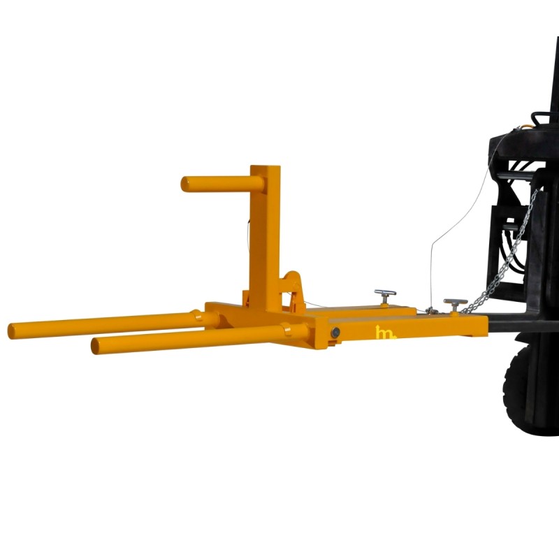 Vista in diagonal del Manipulador di fusti per carrello elevatore 400kg sollevato in carrello