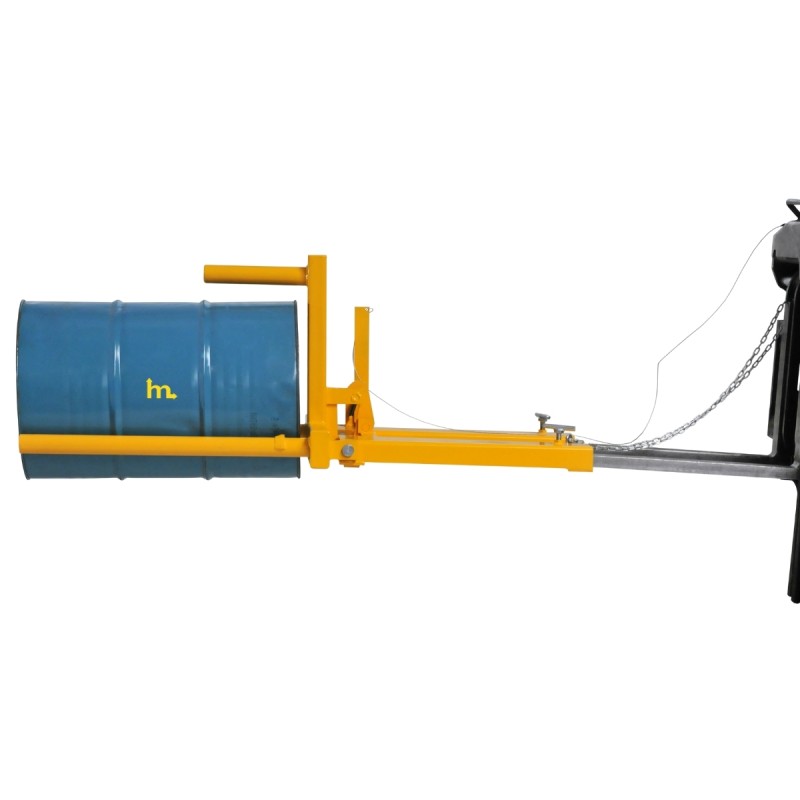 Vista di profilo del Manipulador di fusti per carrello elevatore 400kg in sollevatore