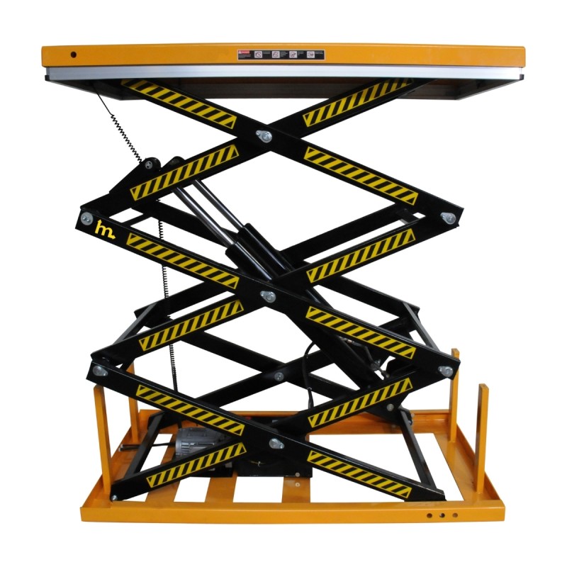 Vista completa de la Mesa elevadora eléctrica 2000 kg Plataforma 1700x1000 mm desplegada a nivel medio