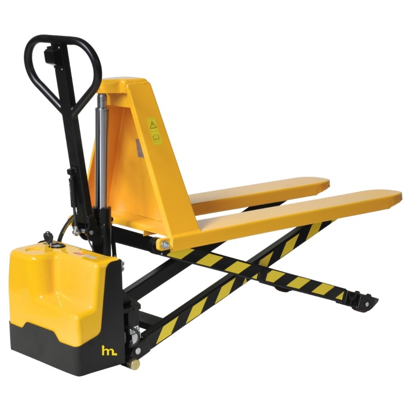 Vista 3/4 de la Transpaleta elevadora eléctrica bicilíndrica Elevación 800 mm