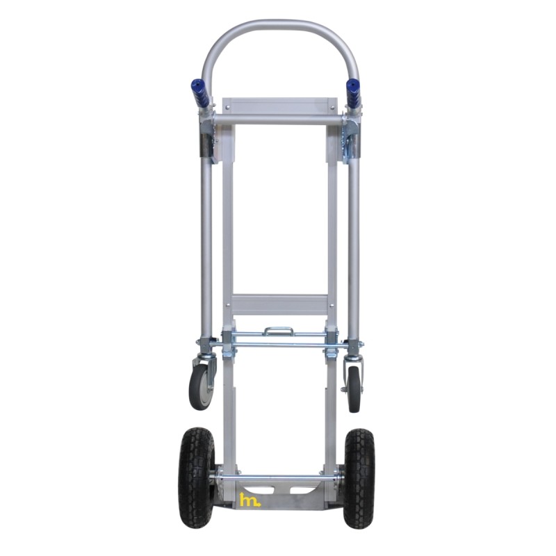 Vista posteriore del carrello/piattaforma in alluminio 2 posizioni - 200 kg - ruote pneumatiche