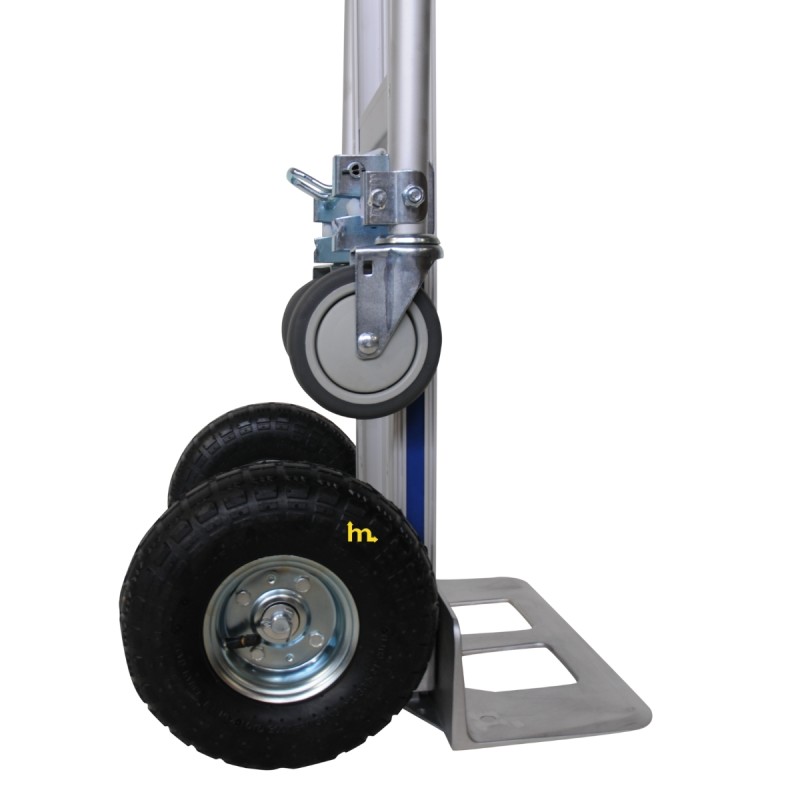 Zoom sulle ruote pneumatiche del carrello/piattaforma in alluminio 2 posizioni - 200 kg