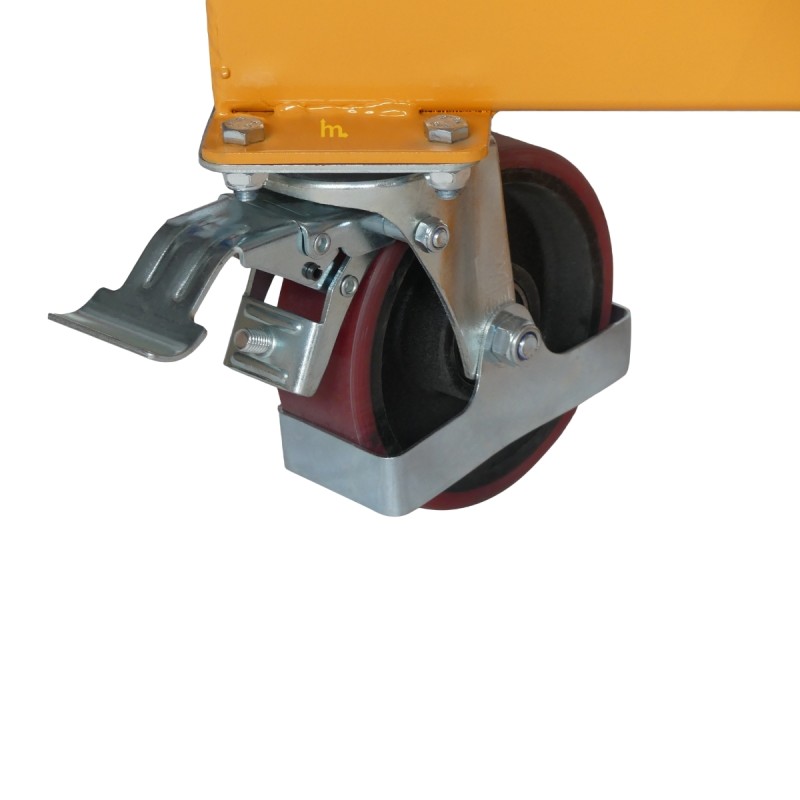 Vista de las ruedas del apilador manual con manivela 500 kg – Horquillas regulables - Elevación 1500 mm