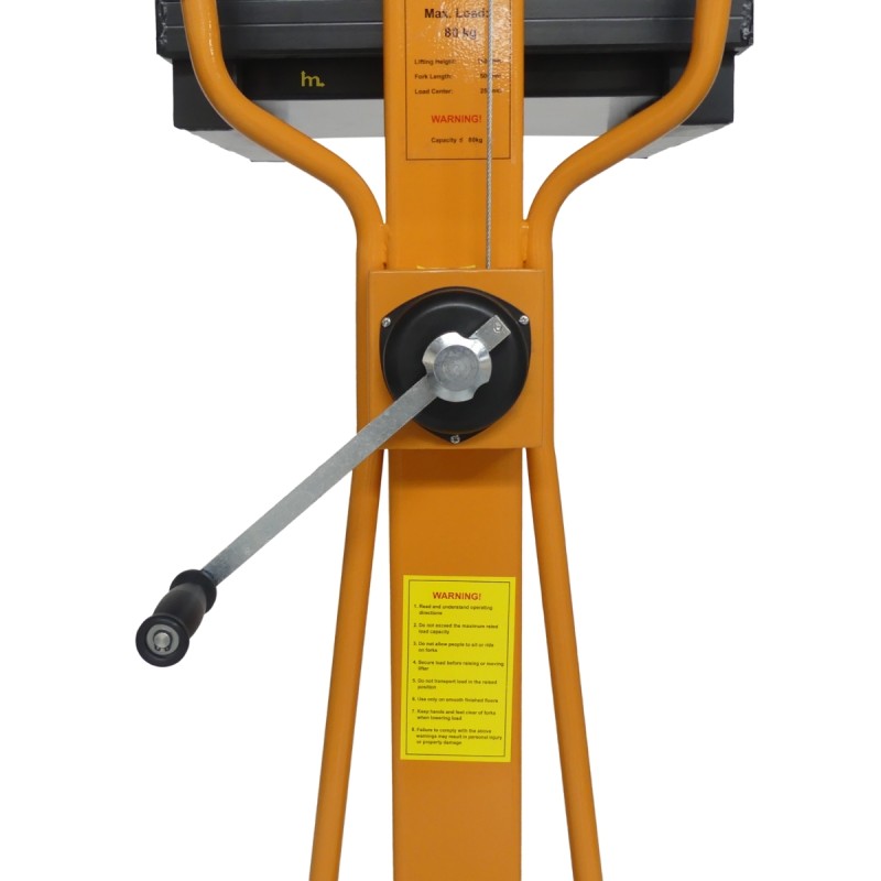 Vista frontal del apilador manual Puesto de trabajo 80 kg - Elevación 1100 mm