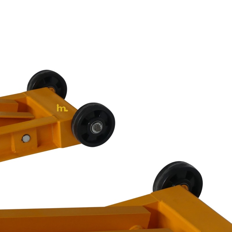 Vista de las ruedas del desenrollador de carretes - Capacidad 3000 kg