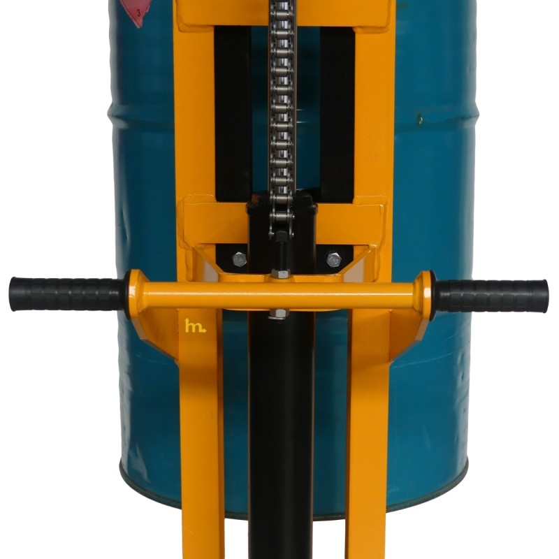 Vista de la asa del elevador de barriles hidráulico 450 kg