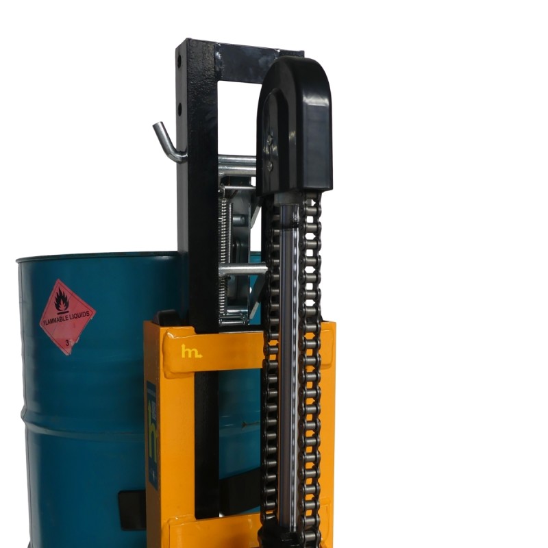 Vista del mastil del elevador de barriles hidráulico 450 kg