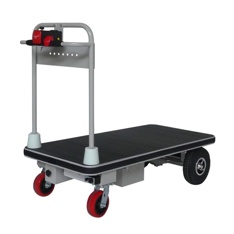 Vista general del carro de plataforma motorizado bandeja 1280 x 630 mm - 400 kg