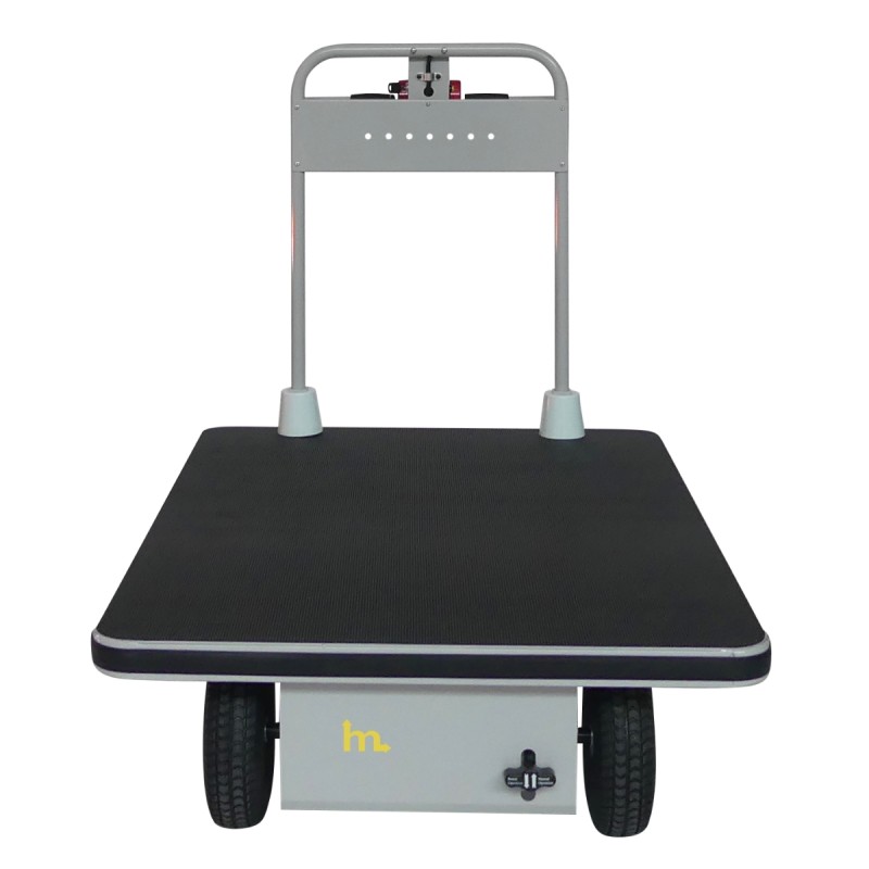 Vista frontal del carro plataforma motorizado bandeja 1280 x 910 mm - 400 kg
