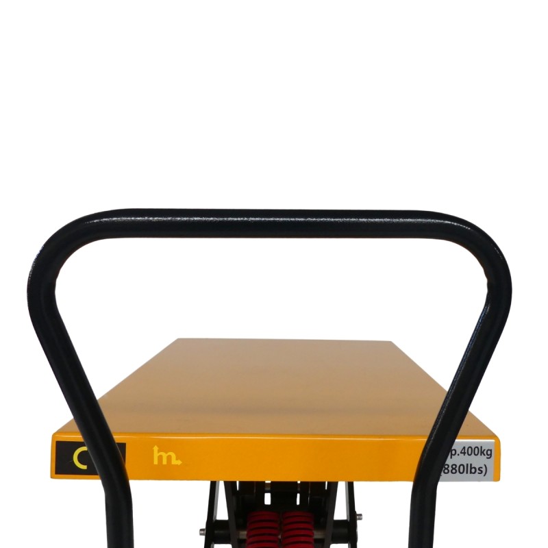 Vista de la asa de la mesa elevadora manual con nivel constante 400 kg - Plataforma 1010x500 mm