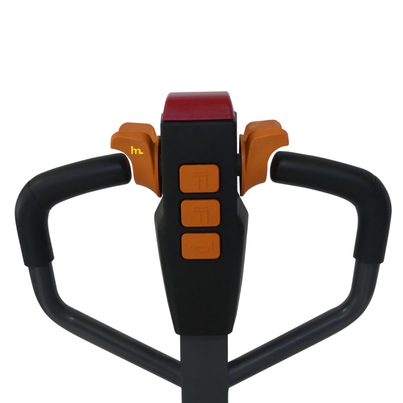 Vista de los botones de la transpaleta eléctrica 1500 kg - horquillas de 1150 mm - batería de litio de 20 Ah