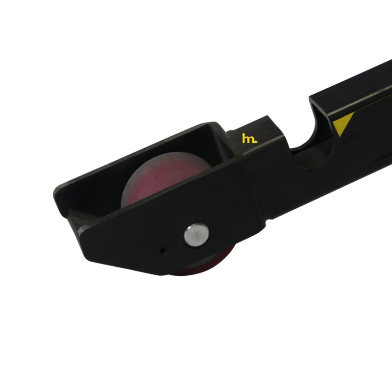 Vista de los rodillos de la tVista general de la transpaleta elevadora manual monocilíndrica 1000 kg - Horquillas largas 1500 mm