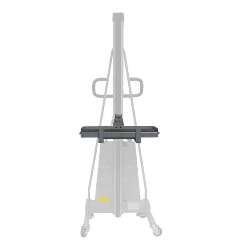 Vista de la bandeja con rodillos para apilador puesto de trabajo