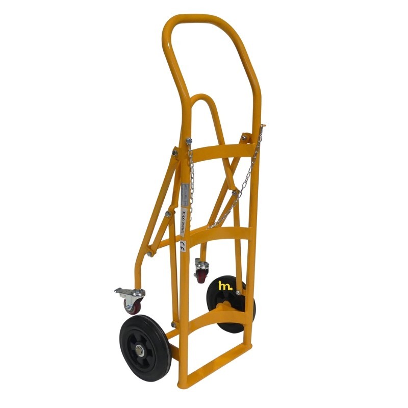 Vista en 3/4 de la carretilla para bidones - 280 kg