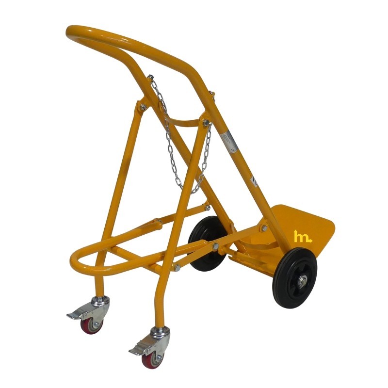 Vista trasera en 3/4 de la carretilla portabombona 120 kg