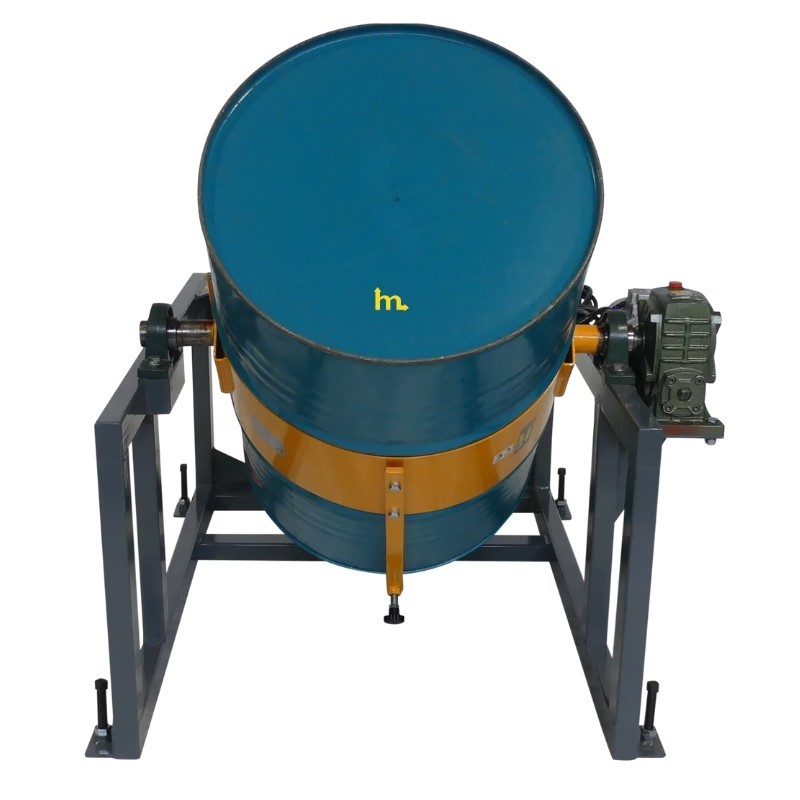 Vista frontal del mezclador basculante para bidones - 400 kg