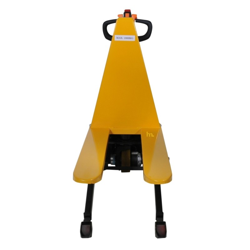 Vista frontal de la transpaleta elevadora totalmente eléctrica monocilíndrica 1500 kg